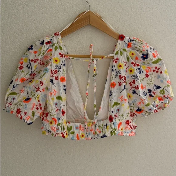 Zara Embroidered Crop Top Size S - Picture 4 of 10